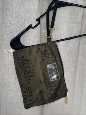 Steve Madden Olive Logo Nylon Crossbody Bag | Convertible Wristlet